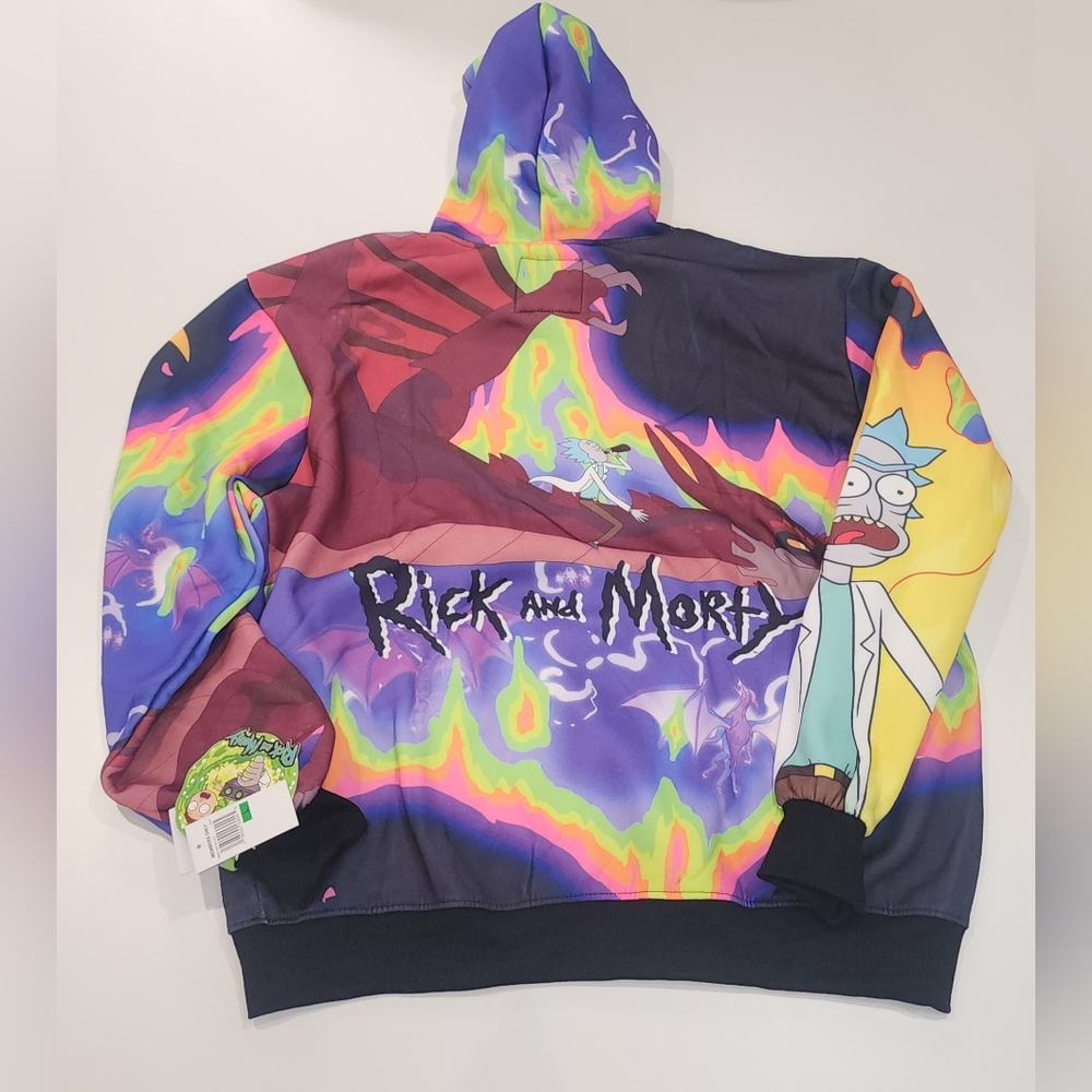 Rick and Morty Hoodie Size XL Members Only by Adult Swim. Graphic design hood